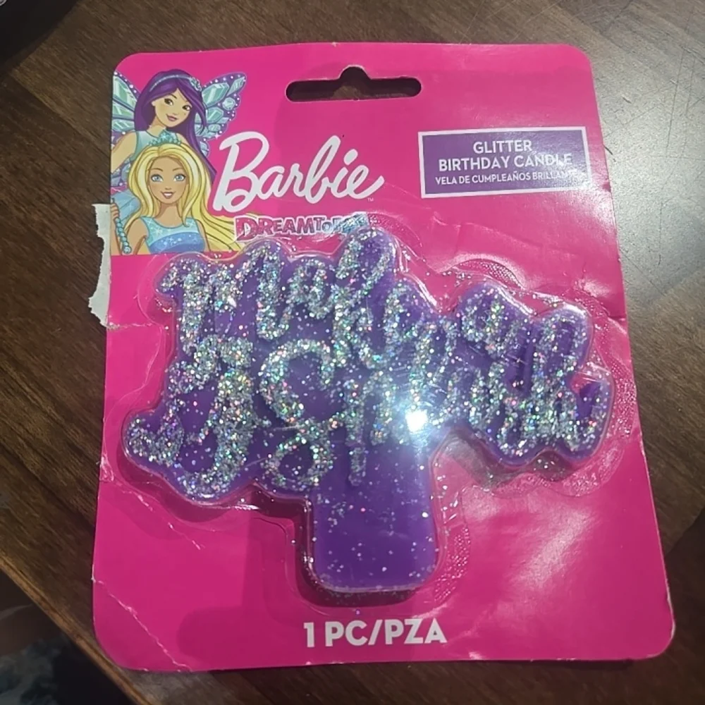 Barbie Dreamtopia Glitter Candle - Purple and Silver